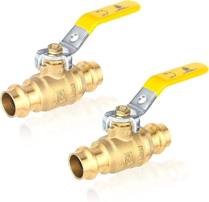 1-Inch Copper Press X Press Ball Valve for Copper Tubing,Brass Full Port Water Stop Shut Off Ball Valve,1/4 Turn with EPDM O-ring(Pack of 2)(VALVE407-2Pack)