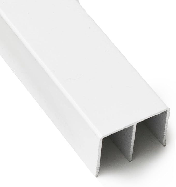 Top Double Channel Track for Bypass & French Sliding Screen Doors - Replacement Sliding Screen Door Upper Tracking System Hardware - White Aluminum Track - 1-1/2” Wide 1” Deep - 48 in, 3 Piece