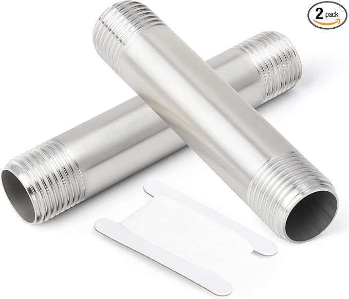 TAISHER 2PCS Stainless Steel Pipe Fittings, 1" NPT x 1" NPT Male Threaded, 4" Length Nipple Cast Pipe