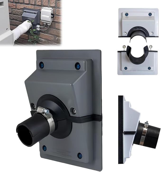 HVAC Wall Penetration & Line-Set Cover Kit, Easy-Install Wall Sleeve for Mini Splits & AC Systems, Weatherproof Universal Fit (Black Sealing Plate, L（Pipe 6 CM）)