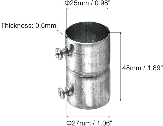 uxcell EMT Coupling, 25mm(1 inch) EMT Set Screw Coupling Conduit Fittings 48mm Length Electrical Conduit Pipe Connector 0.7mm Wall Thick, 10 Pack