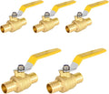 5-Pack Foskan 1 Inch PEX Crimp Full Port Ball Valve with Yellow Handle, Brass Quarter Turn Shut-off Valve for PEX Tubing