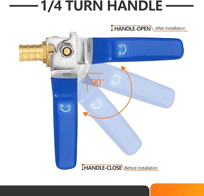 10 PCs HeSun 3/4 Inch PEX A Expansion Ball Valve,Brass Shut Off Valve for Hot and Cold Water, Fit PEX A Expansion Pipe, ASTM F1960,Red&Blue(VALVE238-10)
