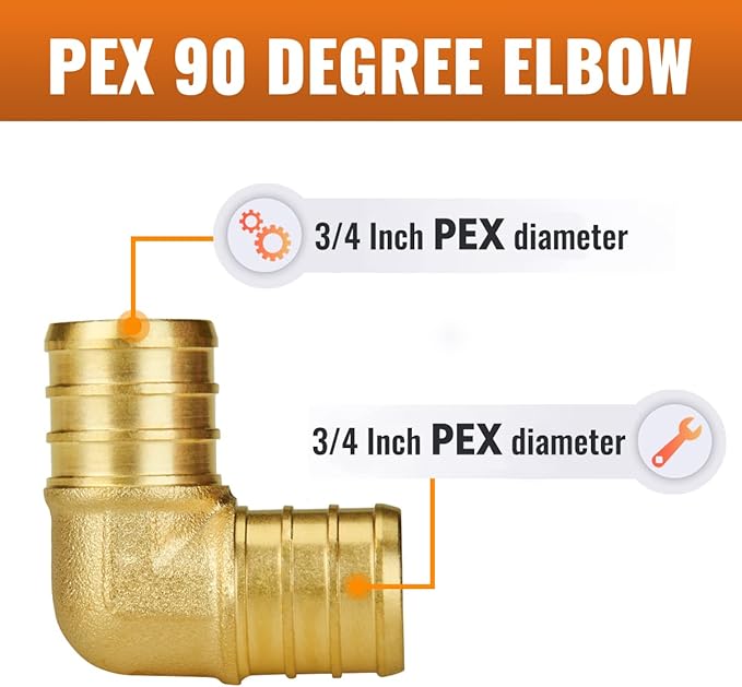 SUNGATOR 12-Pack 3/4" Pex 90 Degree Elbow, No Lead Brass, Pex Fittings 3/4 Inch Elbow, NSF, UPC Certified