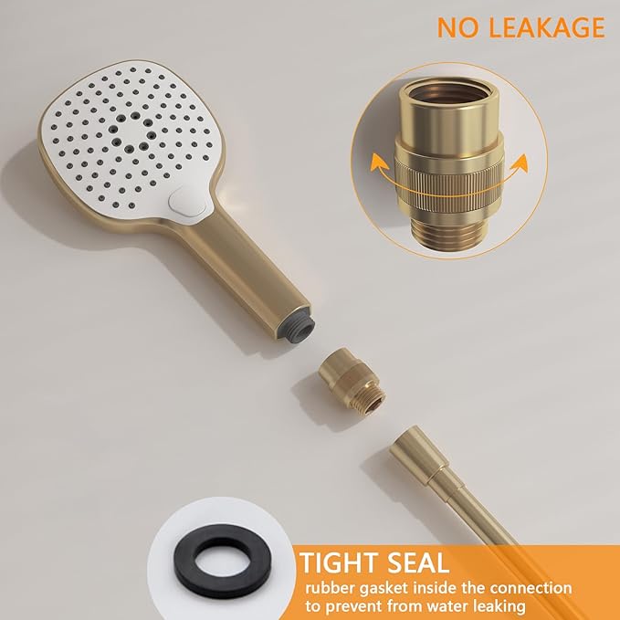 Shower Head Shut Off Valve, Shower Flow Control Valve Brass Shut Off Valve for Handheld, Dual Shower Faucet, RV Hose Flow Restrictor, Brushed Gold