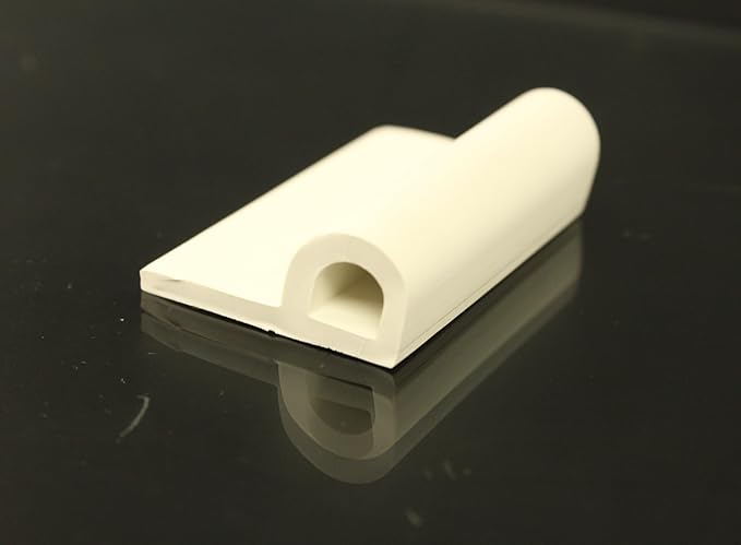 Rubber Seal, P-Shaped, 1.37 in. W, Gasket Weatherstrip, 1-3/8" W, 9/16" H, 1/8" Thickness, Rubber P Channel Gasket Material, 100 ft White Color
