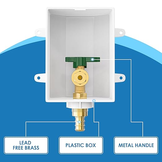 Pre-assembled Ice Maker Outlet Box, 1/2-Inch Pex Crimp x 1/4-Inch OD Compression Connection with 1/4-Inch Turn Ball Valve, Ice Maker Box