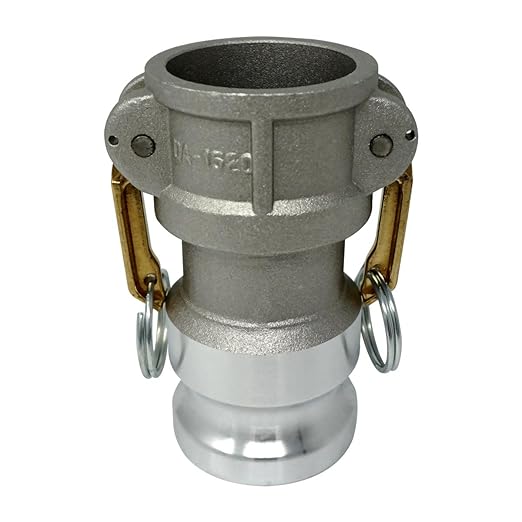 Gloxco Aluminum Type DA Cam and Groove Hose Fitting, Reducer, 1.5" Female Camlock x 2" Male Camlock (CAM-1520-DA-AL)