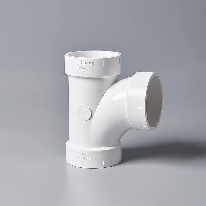 Rainbow Dream 1-1/2 Inch DWV PVC Tee Pipe Fitting Adapter - 2 pcs, White