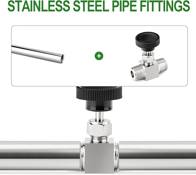 TAISHER 1PCS 304 Stainless Steel Straight Needle Valve 1/2" NPT Male For Flow Control Water Gas Oil