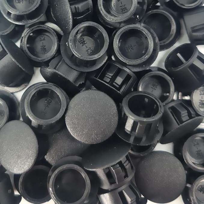 Hole Plugs 1/2" Plastic Flush Type Hole Plugs Snap in Locking Hole Tube Screw Caps Drilling Cover Plugs Fastener Covers for Kitchen Cabinet Furniture Black 50 Pack