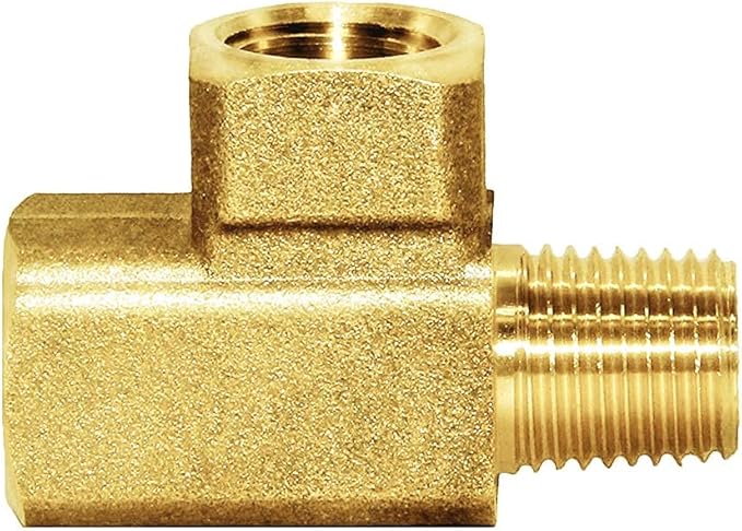 Joywayus Brass Pipe Fitting Barstock Street Tee T 3 way NPT 1/4" Female × 1/4" Female × 1/4" Male Adapter