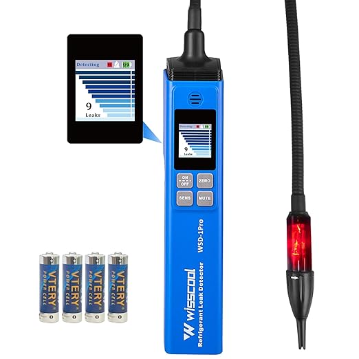 HVAC Refrigerant Leak Detector with Light Alarm, Freon Leak Detector, Freon Sniffer Halogen Gas Leak Detector Sensor Probes,for R134A R1234yf R22 R410A (Color LED)
