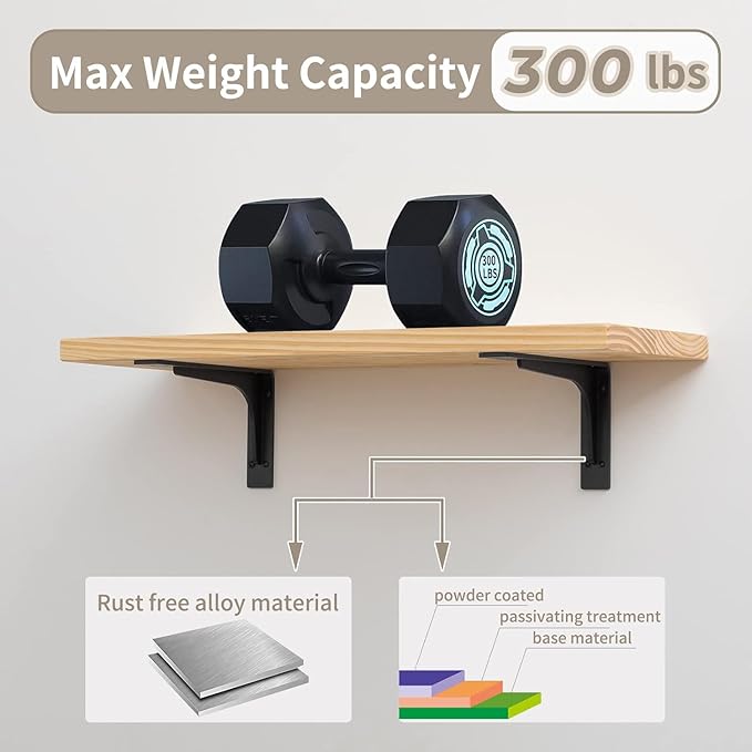 20 x 12 INCH Shelf Brackets,L Shelf Brackets, Vertical Angle, Premium Alloy Metal Heavy Duty Shelf Bracket, high Strength Mounting Hardware Included, Corner Brace Joint,Pack of 2