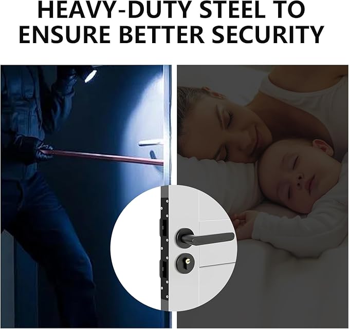 Double Holes Latch Reinforcement Plate Heavy Duty Security Latch Plate Security Striker Plates for Exterior Interior Door Deadbolt Fix Door Frame for 4.5 inch Hole Center (Black-1Pcs)