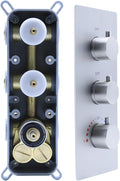 2 Function Shower Thermostatic Valve 3 Round Knob Valve Body Can Control Water Volume and Work at the Same Time Concealed Brass Bathroom Replacement Rough-In Valve(Brushed Nickel, 2-Way)