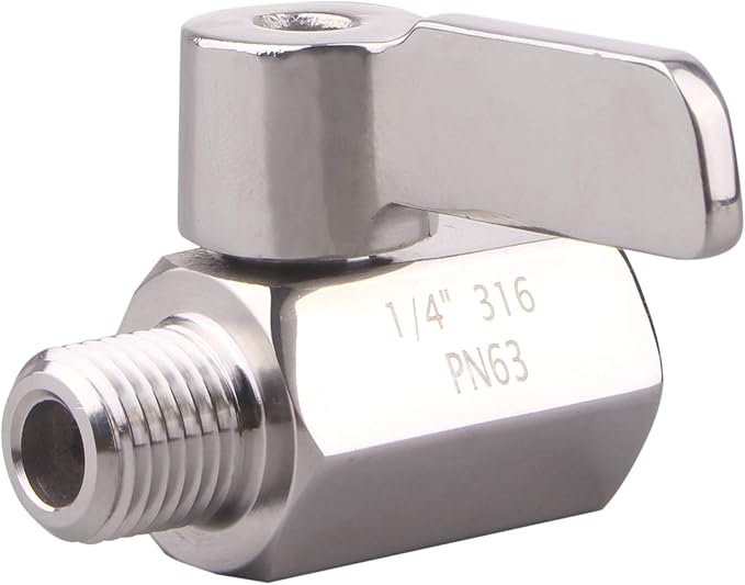 DERNORD 1/4 inch Stainless Mini Ball Valve NPT Female x Male Thread SUS316