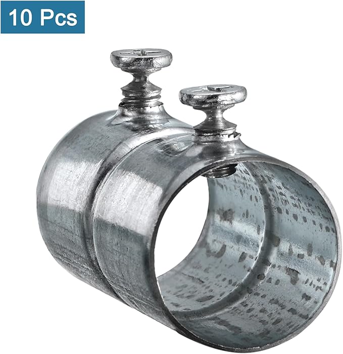 uxcell EMT Coupling, 20mm(13/16 inch) EMT Set Screw Coupling Conduit Fittings 47mm Length Electrical Conduit Pipe Connector 0.5mm Wall Thick, 10 Pack