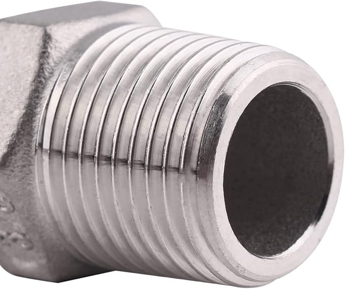 Hex Nipple 3/8 Inch Male NPT - DERPIPE Stainless Steel 304 Threaded Pipe Fitting for Brew Kit, Home Piping Application(Pack of 5)