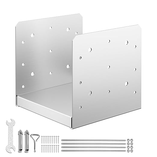 8"x 8" Post Base, 1Pcs Stainless Steel Adjustable Post Anchor Bracket(Internal 7.5" x 7.5"), Adjustable Post Base for Pavilion Deck Porch Handrail Railing Support Decorative Anchor Plate