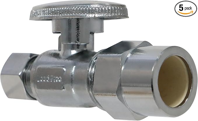 XFITTING 1/2 Inch CPVC x 3/8 OD Compression Straight Valve, 3-3-4=5XX, 5 Pieces