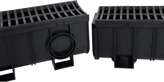 6 Pack Trench Drain System, Channel Drain with Plastic Grate, Driveway Drainage Channel Systems,Channel Drain Pipe Outdoor Trench Drainage System,5.9X5.1X39 Inch