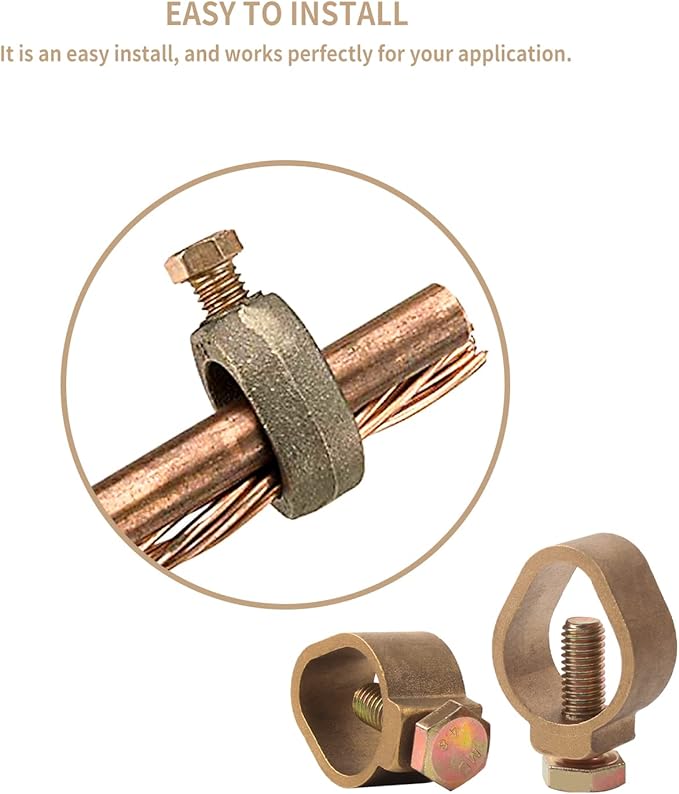 2PCS 3/4-Inch Direct Burial Copper Ground Rod Clamps Grounding Clamp,3/4"