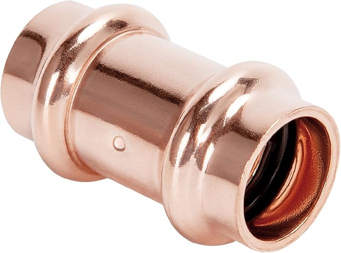 Copper Press Fittings 3/4 inch Coupling with Stop Zero Lead P x P, 10-Pack Press Copper Fittings 3/4" for Plumbing, Use with Hydraulic Press Fitting Tool