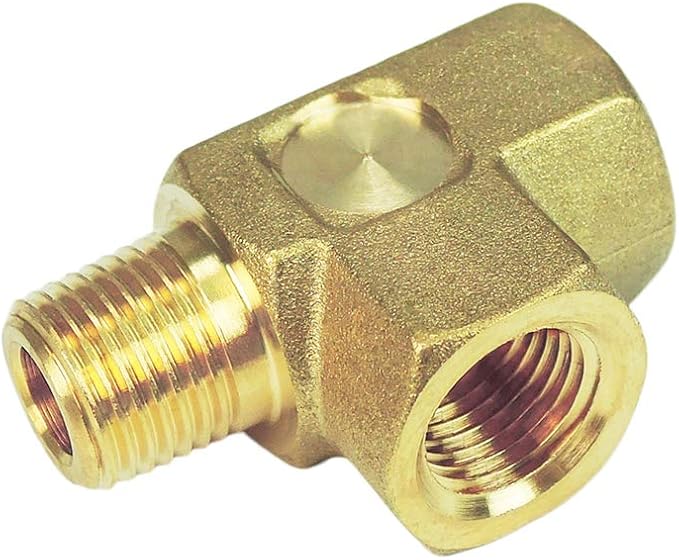 Nigo Brass Pipe Fitting: Forged Brass Tee, 3-Way NPT Female & Male (1/8" x 1/8" x 1/8")