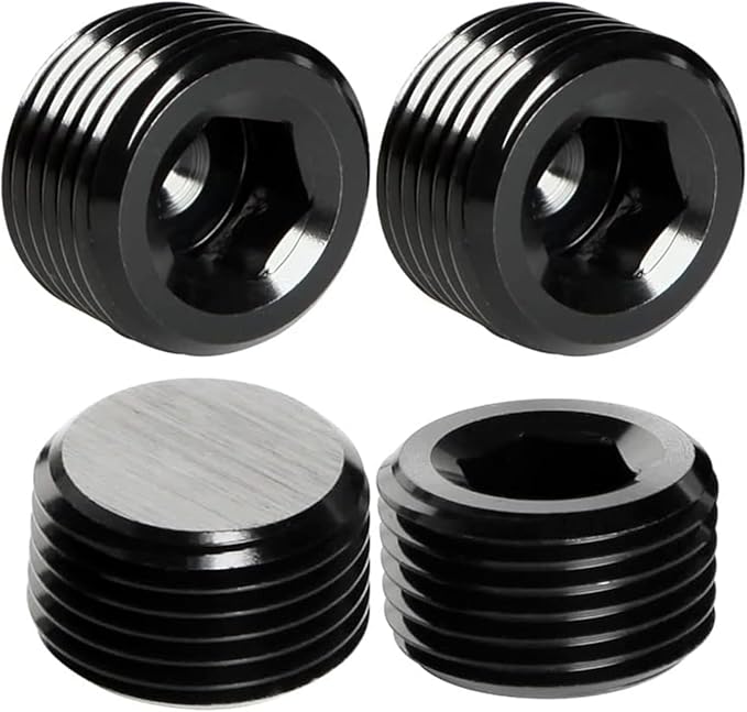 70 Pcs Black Carbon Steel Pipe Plug Fitting Assortment Kit - 5 Sizes 1/8" 1/4" 3/8" 1/2" 3/4" NPT Male Internal Hex Thread Socket for Sealing Port