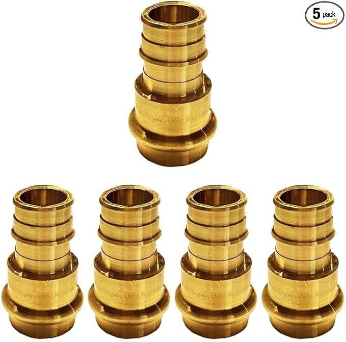 1/2 Inch PEX Expansion Coupling Brass Adapters for Copper - 1/2 inch Press - PEX Pipe Connection Press Fittings 1/2" (Pack of 5)