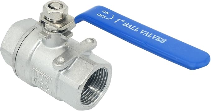 316 Stainless Steel 1/8"~3" Full Port Ball Valve with Blue Vinyl Handle, NPT Female x Female Thread,1000 WOG (1")