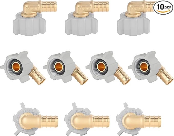 1/2" Pex × 1/2" Female NPT Swivel Elbow No-Lead Brass Crimp Fitting,PEX-B Compatible,10-Pack