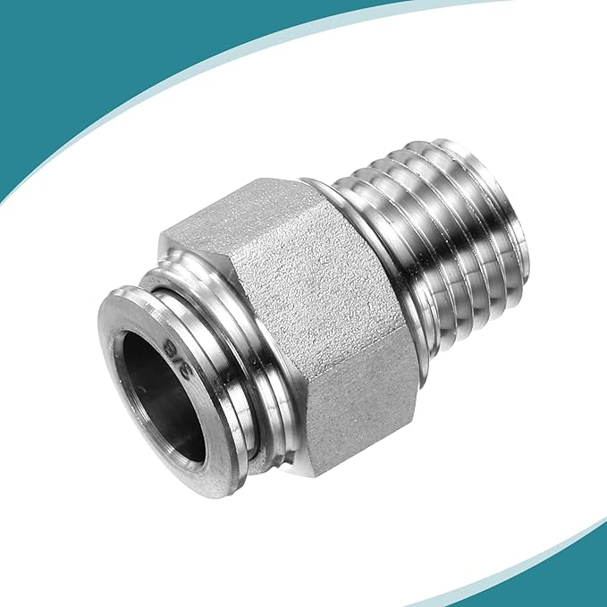 HARFINGTON Push to Connect Fittings 3/8" Tube OD x 1/4" NPT Thread Male Straight Union Fitting 304 Stainless Steel Quick Connect Pneumatic Accessories for Trailers Air Brake System