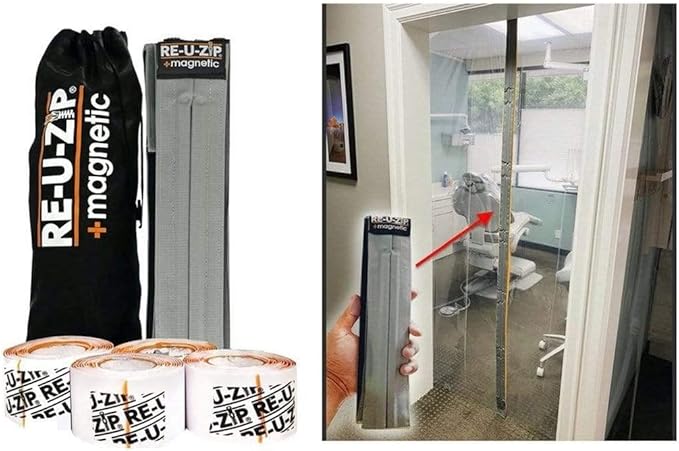 RE-U-ZIP® Heavy-Duty Ultra-Clear Magnetic Entry Strip Door Kit | Customizable 5 x 9 ft Cut-to-Size | 12 Mil FR Vinyl | Negative-Air Resistant and Reliable for Cleanrooms, Construction, Remodeling