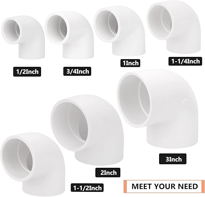 20 Pack 1/2" 90 Degree Elbow Pipe Fittings 2 Way Right Angle PVC Pipe Fitting, Furniture Build Grade SCH40 (Socket x Socket) 1/2" PVC Fitting Connectors for DIY Shelf Garden Support Structure