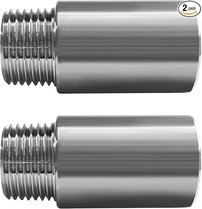 Beduan Stainless Steel Pipe Fittings, 3/8" NPT Male x 3/8" NPT Female Threaded, 2" Length Nipple Cast Pipe (Pack of 2)