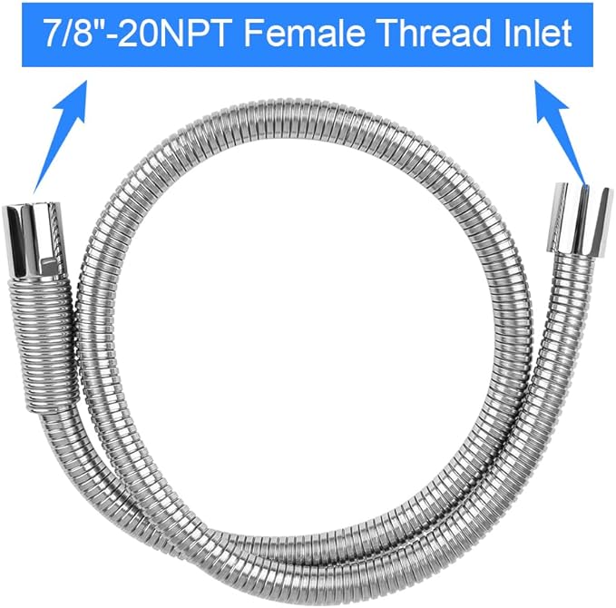 46 Inch Pre Rinse Sprayer Hose 1.42 GPM Commercial Kitchen Dish Spray Hose for Kitchen Sink Faucet, Flexible Stainless Pre Rinse Faucet Hose Replacement Kit