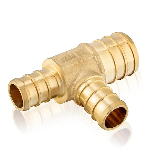 100-Pack HeSun PEX Fittings, 1"x3/4"x3/4" Pex Tee, Brass Crimp Fitting for ASTM F1807(PEX1807088-100)
