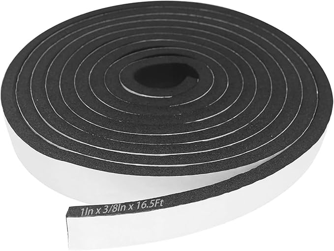 Storystore Foam Insulation Tape Self Adhesive, 1In x 3/8In x 16.5Ft Weather Stripping for Doors and Windows, Sound Proof Soundproofing Door Seal, Weatherstrip, Air Conditioning Seal Strip