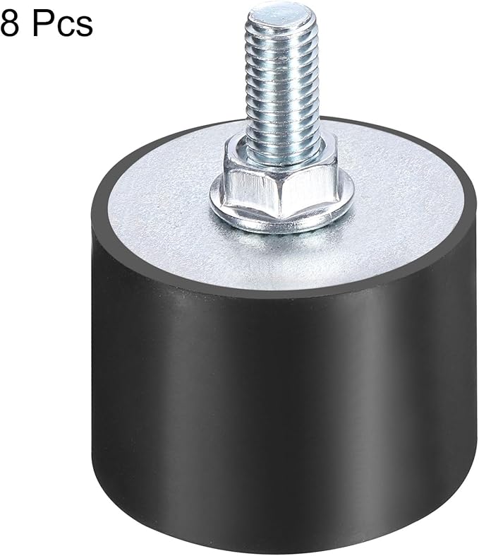 uxcell 6pcs M8x23mm Rubber Isolator Mounts with Studs 40x30mm Male Female Vibration Shock Absorber Zinc Plated Cylindrical Thread Mounts Anti Vibration Isolators with 6pcs M8 Lock Nuts