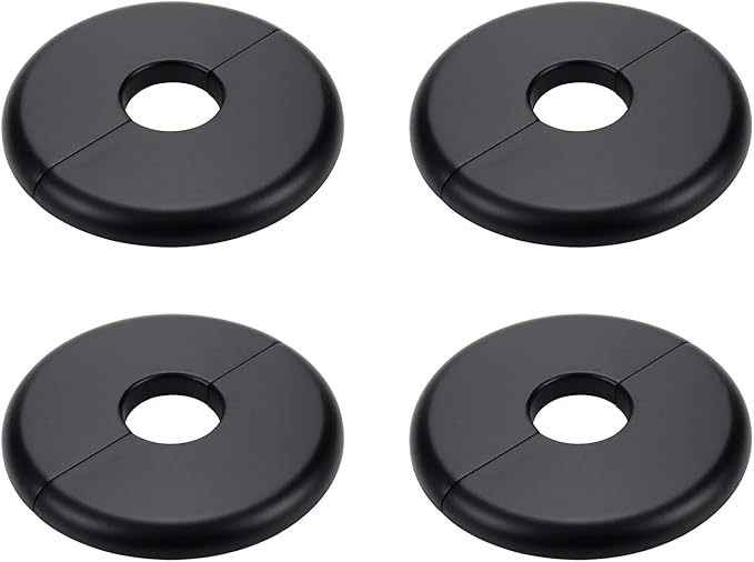 4 Pcs Wall Split Flange, ABS Round Self-Adhesive Escutcheon Plate Buckles Design for 0.86"/22mm Diameter Pipe