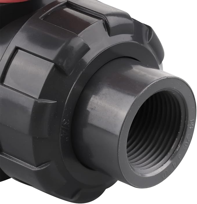 DERNORD PVC True Union Ball Valve NPT Threaded with Full Port, EPDM O-Rings, and Reversible PTFE Seats, Rated at 200 PSI (3/4 Inch NPT Threaded)