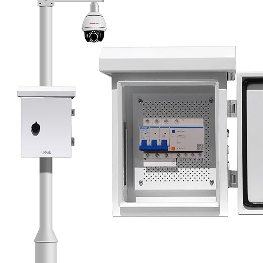 Outdoor Weatherproof Enclosure Electrical Box - 11.6x9.1x5.7 Outdoor Network Enclosure Exterior Box Ventilated Enclosure hinged Outdoor Galvanized Electrical Ventilation Design(295x230x145mm)