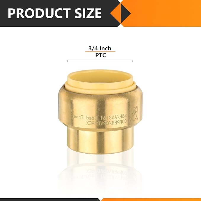 HeSun 20-Pack Pushfit Plug (End Cap), 3/4-Inch Push to Connect Plumbing Fittings with Disconnect Clip, Brass Push-fit Fittings for PEX, Copper, CPVC, PE-RT Pipes