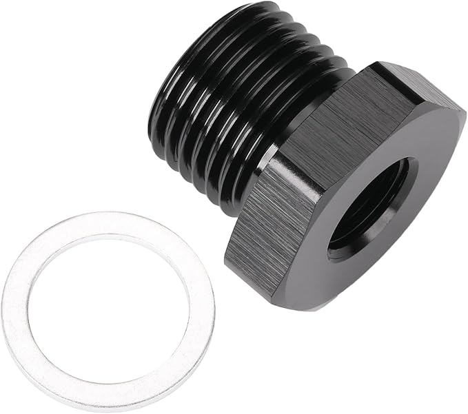 M16x1.5 Male Metric to 1/8 NPT Female Oil Pressure Sensor Adapter Fitting Reducing Bushing Aluminum Black