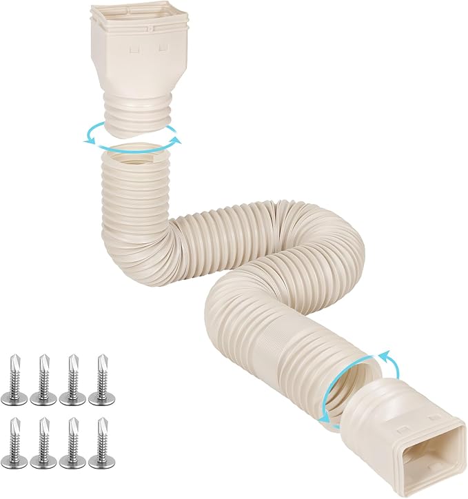 Rain Gutter Downspout Extensions Flexible, Drain Downspout Extender,Down Spout Drain Extender, Gutter Connector Rainwater Drainage,Extendable from 21 to 68 Inches(1Pack, Limestone)