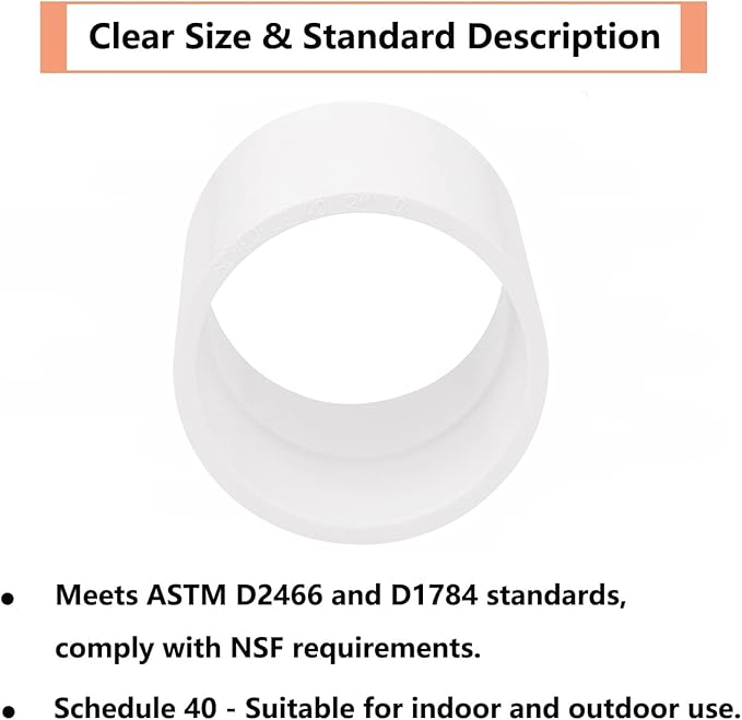 6Pack 2" PVC Pipe Coupling Adapter Pipe Fittings (S x S) Contractor Pack Schedule 40 Heavy Duty 2 Inch PVC Slip Socket Connectors for DIY Shelf Garden Support Structure, White