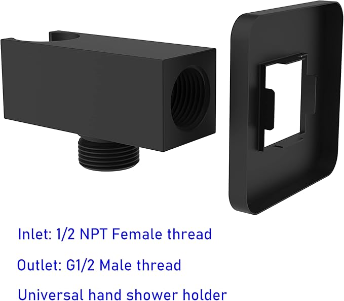 Aquaiaw Brass Wall Supply Elbow with Flange, Matte Black Electroplate, 1/2 NPT Female Inlet Tapered