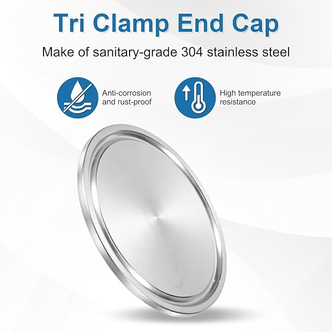 uxcell 2set Stainless Steel Sanitary Fitting Clamp End Cap 2-1/2" (64mm) Solid Tube End Cap with Silicone Gasket for Food Beverage Cosmetics Factory Pipes